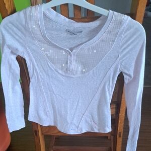 White Long Sleeve Top with Sequins